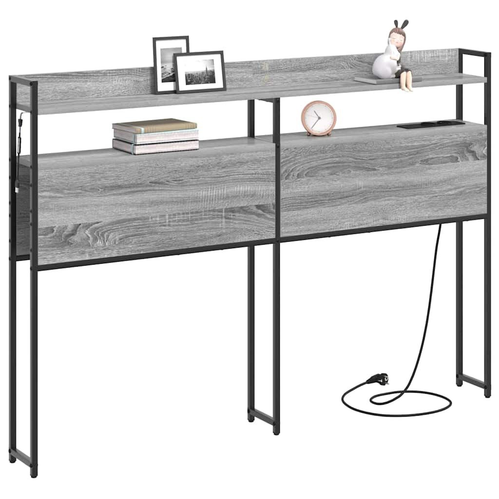 vidaXL Hoofdbord met Opbergvak & LED - Grijs Sonoma - 76% Korting