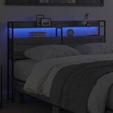 vidaXL Hoofdbord met Opbergvak & LED - Grijs Sonoma - 76% Korting