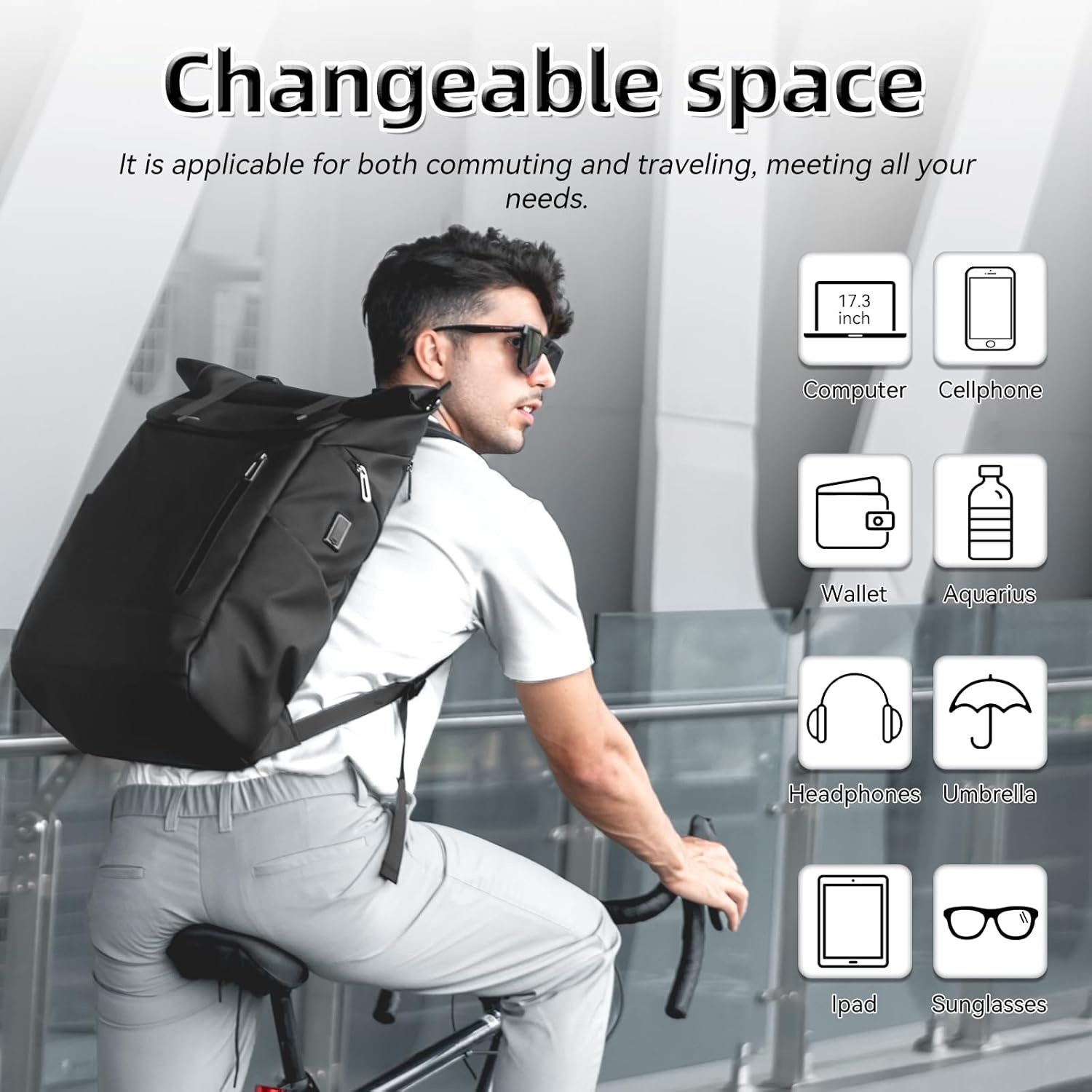 Rolltop Laptop Rugzak 17.3" - 52% Korting