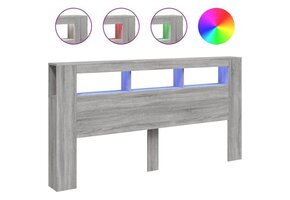 Hoofdeinde met LED Verlichting - Bewerkt Hout Grijs Sonoma - 73% Korting!