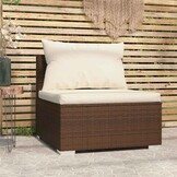 VidaXL Middenbank Poly Rattan Bruin met Kussens | 61% Korting