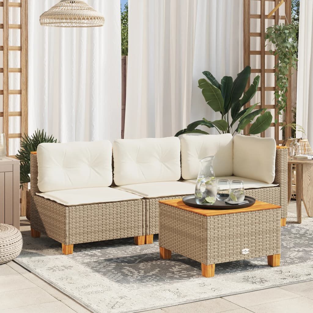 VidaXL Tuinbank Poly Rattan Beige met Kussens - 58% Korting
