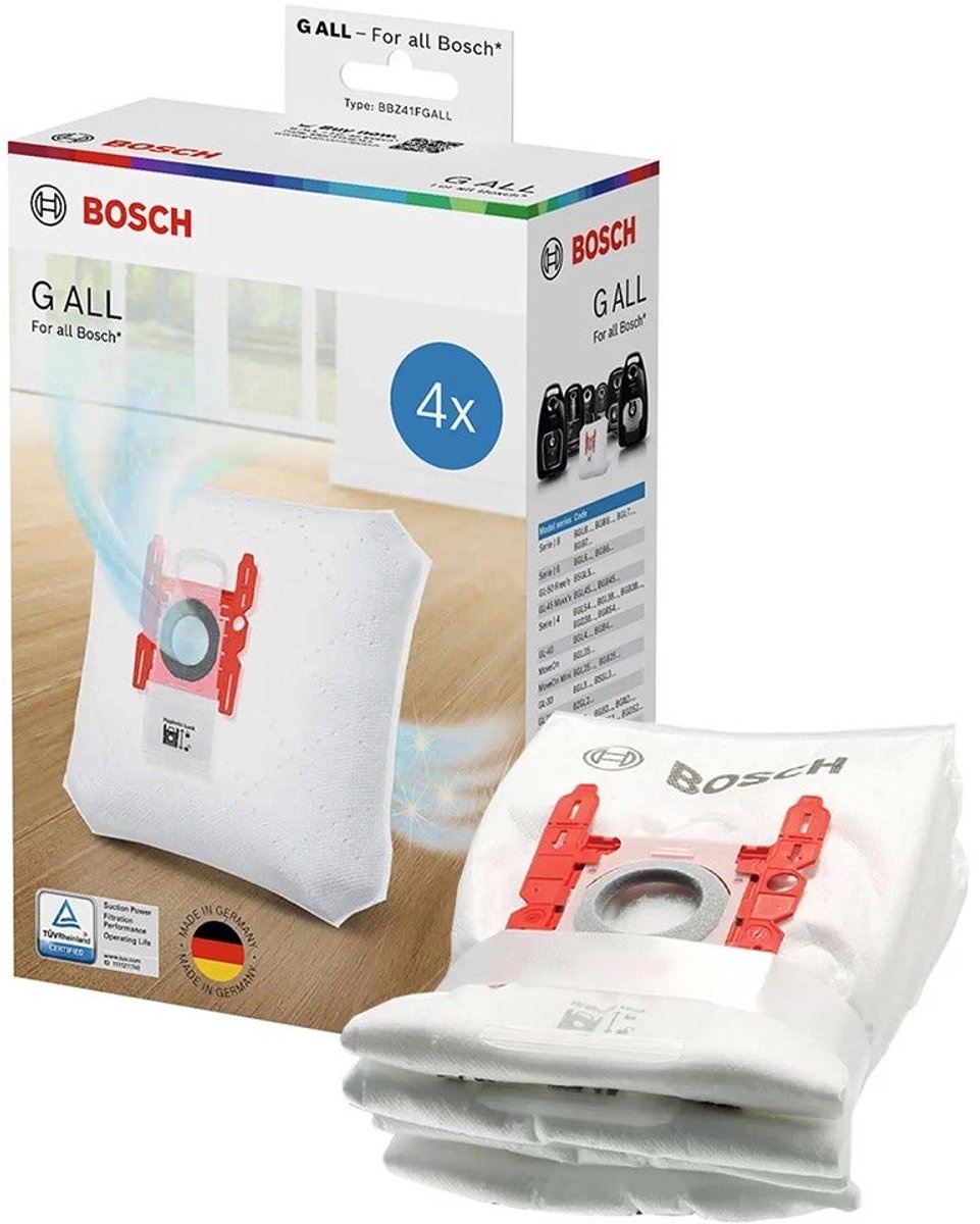 Bosch Stofzuigerzakken Type G ALL (4 stuks) - Tot 60% Meer Zuigkracht