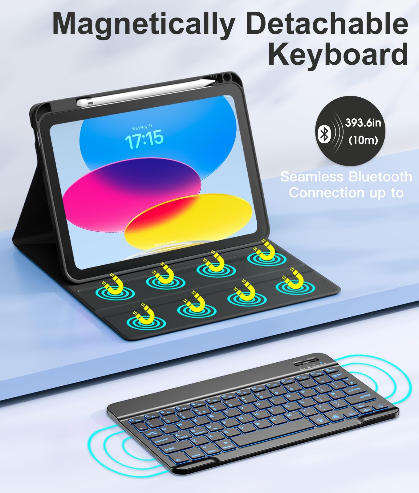 iPad 10e Gen Hoes met Toetsenbord & Penhouder - Zwart (35% Korting)