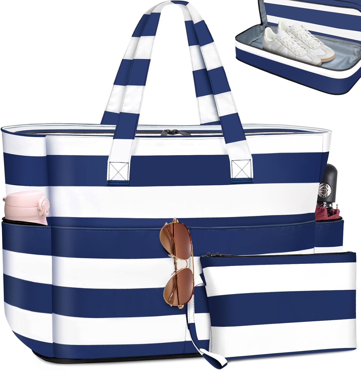 Gestreepte Strandtas 55L Waterdicht met Korting - 58%