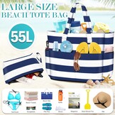 Gestreepte Strandtas 55L Waterdicht met Korting - 58%
