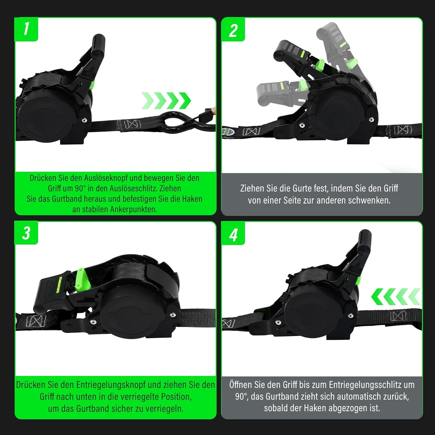 Automatische Spanbanden S-Haken Zwart/Grijs 3.6m (22% korting)