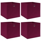vidaXL Opbergboxen 4 stuks - Donkerrood - 58% Korting!