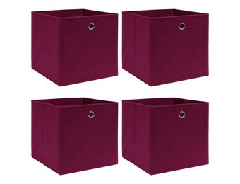 vidaXL Opbergboxen 4 stuks - Donkerrood - 58% Korting!