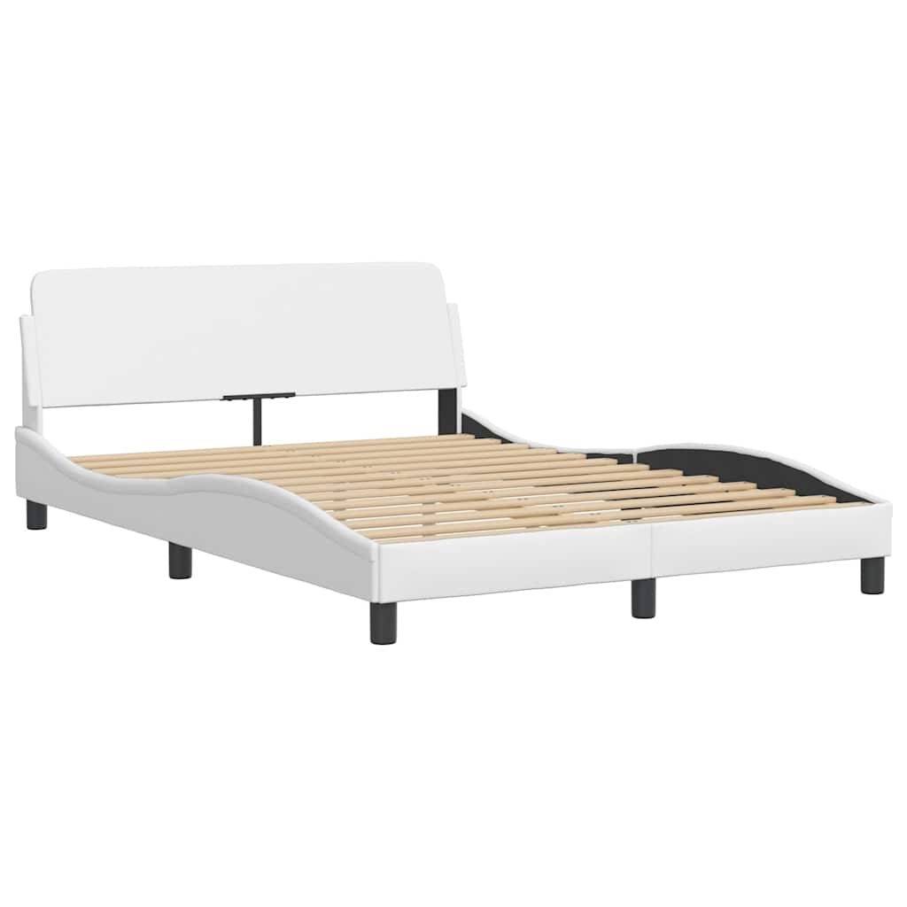 vidaXL Wit Kunstleren Bedframe met Hoofdbord - 120x200 cm - 43% Korting!
