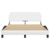 vidaXL Wit Kunstleren Bedframe met Hoofdbord - 120x200 cm - 43% Korting!