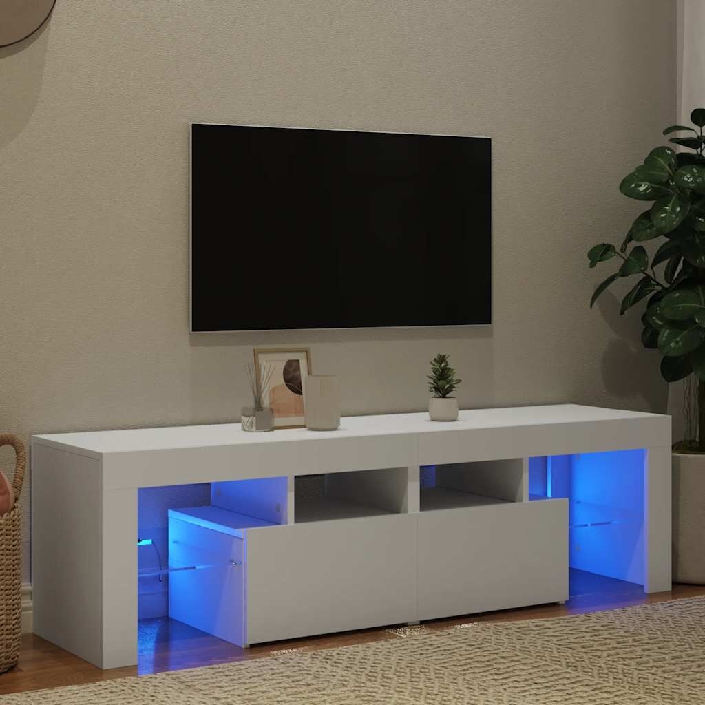 Wit TV-meubel met LED-verlichting 140 cm - 82% Korting