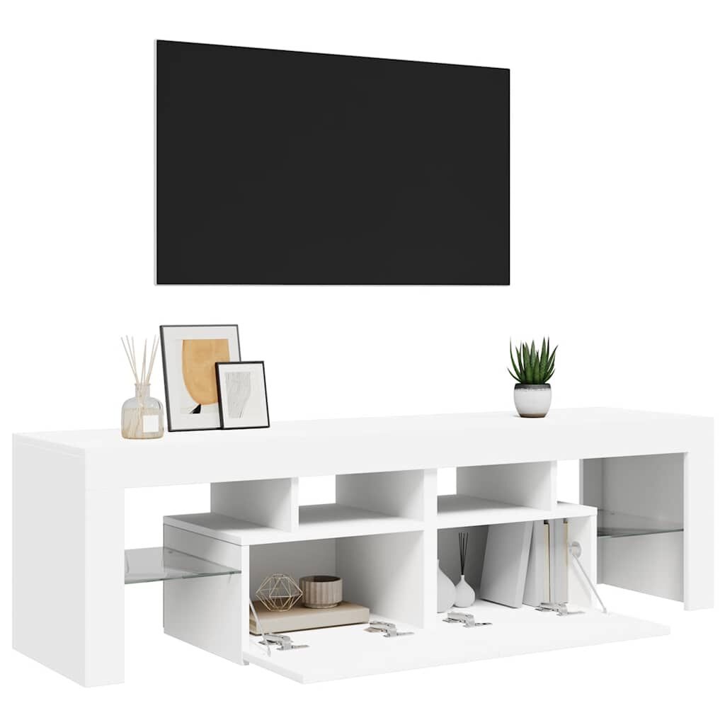 Wit TV-meubel met LED-verlichting 140 cm - 82% Korting