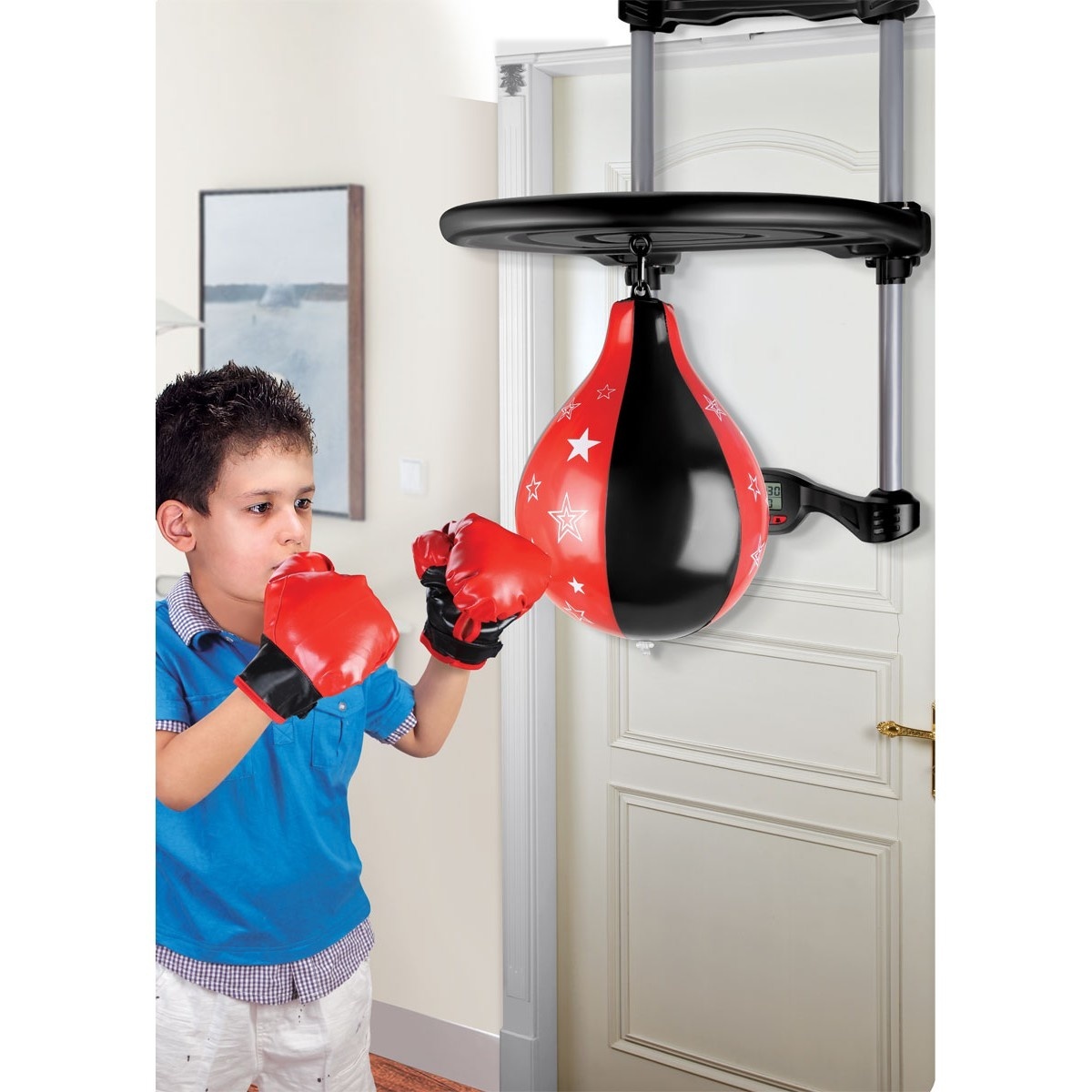 Kinderboksset met deurbevestiging, bokspeer en slagteller, PVC, 66x40x50 cm