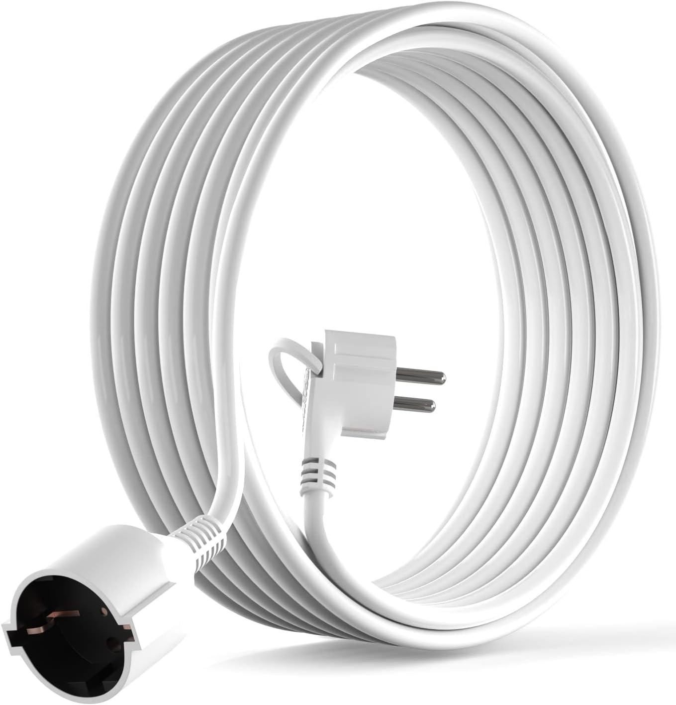 Schuko Verlengsnoer 5m Platte Hoekstekker Wit (45% Korting)