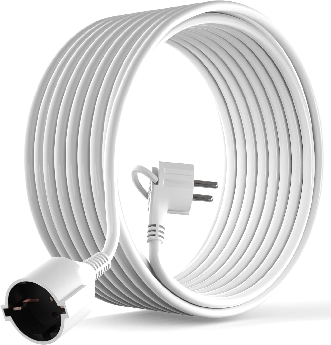 Schuko Verlengsnoer 5m Platte Hoekstekker Wit (45% Korting)