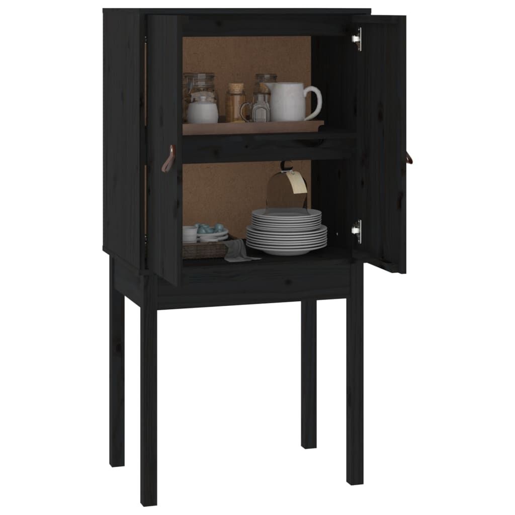 VidaXL Hoge Kast Grenenhout Zwart - 61% Korting!