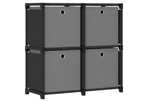 Moderne Kast met 4 Vakken en Boxen (Zwart/Grijs) - 56% Korting