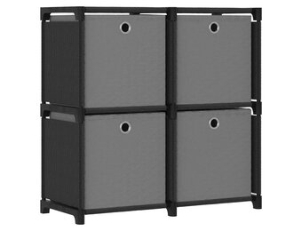 Moderne Kast met 4 Vakken en Boxen (Zwart/Grijs) - 56% Korting