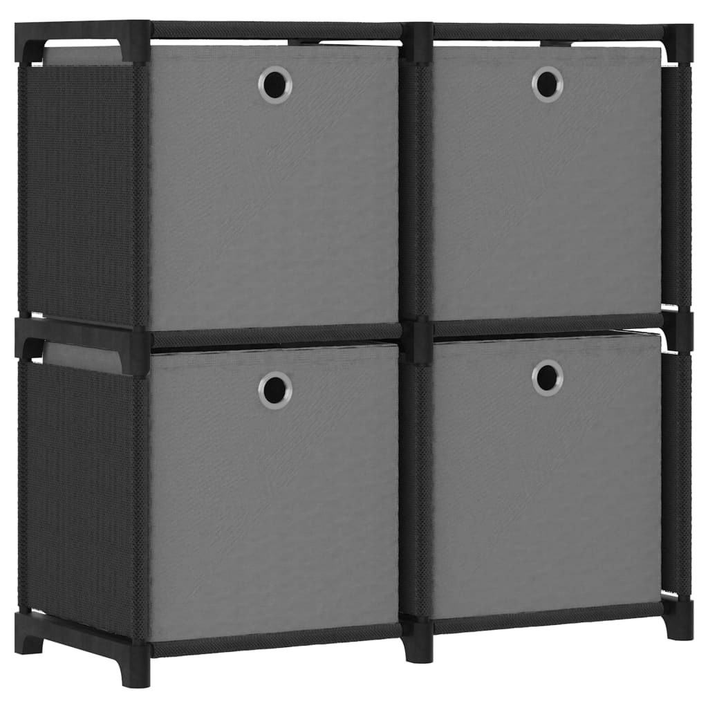 Moderne Kast met 4 Vakken en Boxen (Zwart/Grijs) - 56% Korting