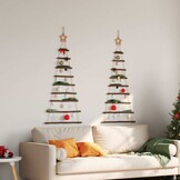 2x Hangende Houten Kerstbomen met Topsterren 55x120 cm Natuurlijk