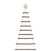 2x Hangende Houten Kerstbomen met Topsterren 55x120 cm Natuurlijk