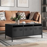 Industriële Salontafel Staal Zwart - 61% Korting