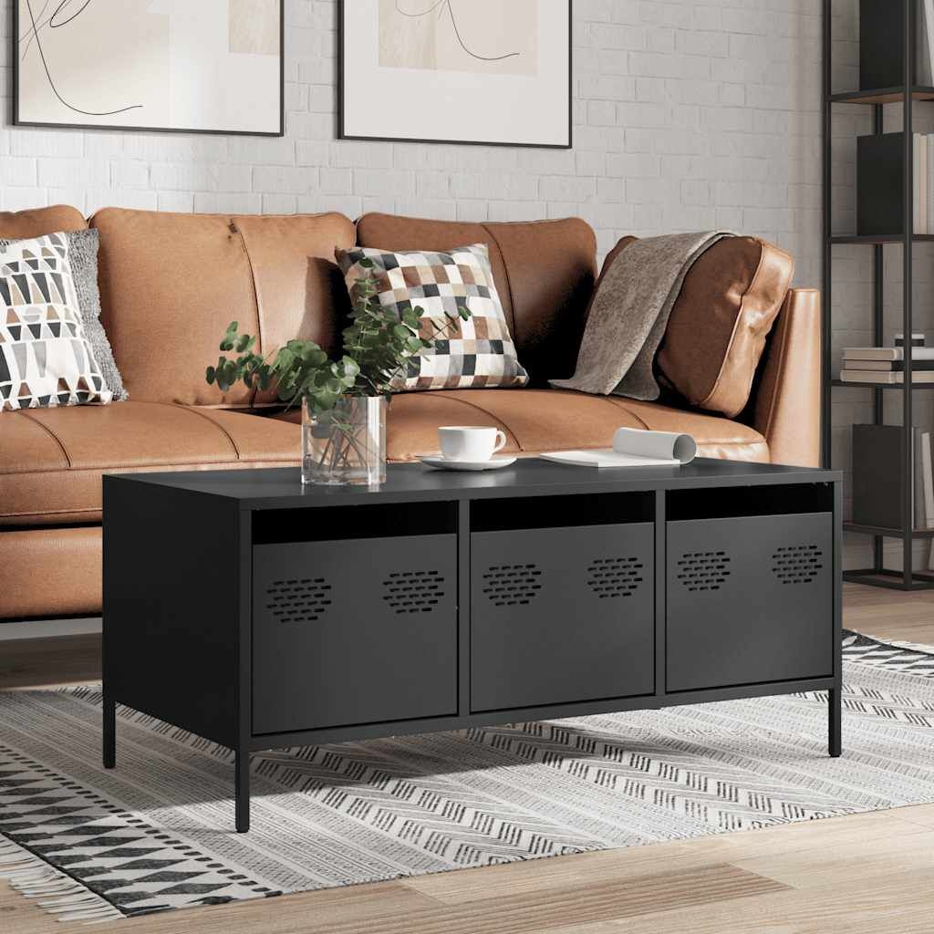 Industriële Salontafel Staal Zwart - 61% Korting