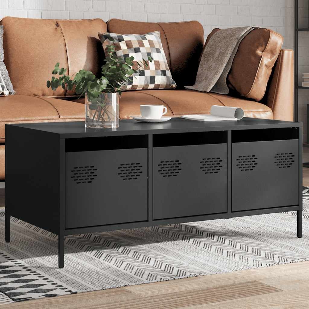 Industriële Salontafel Staal Zwart - 61% Korting
