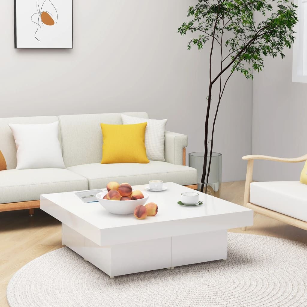 vidaXL Salontafel Hoogglans Wit 90x90x28 cm - 72% Korting!