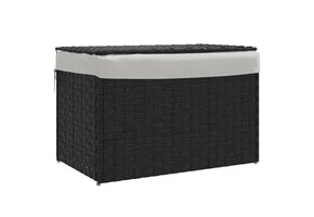 Wasmand met Deksel van Poly Rotan - Zwart - 63% Korting!