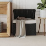 Wasmand met Deksel, Poly Rattan Zwart - 59% Korting!