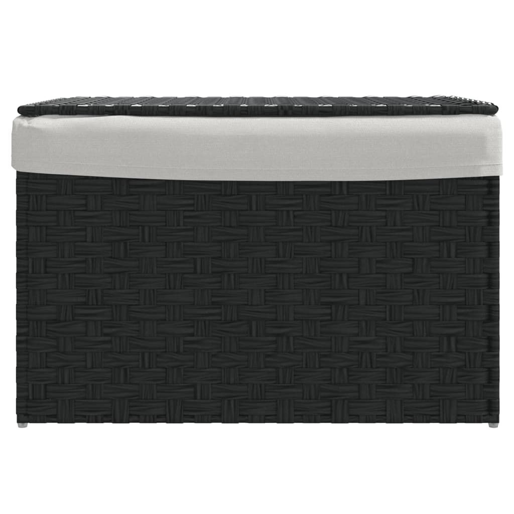 Wasmand met Deksel, Poly Rattan Zwart - 59% Korting!
