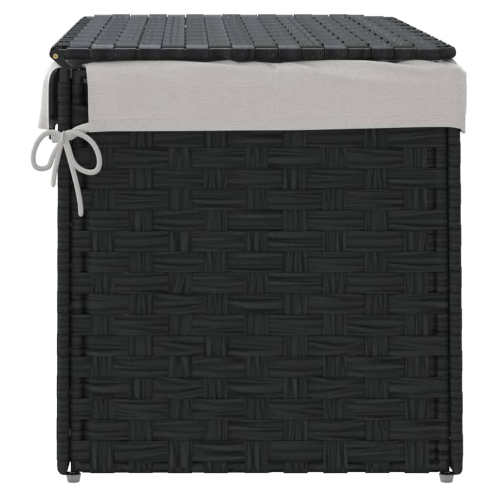 Wasmand met Deksel, Poly Rattan Zwart - 59% Korting!