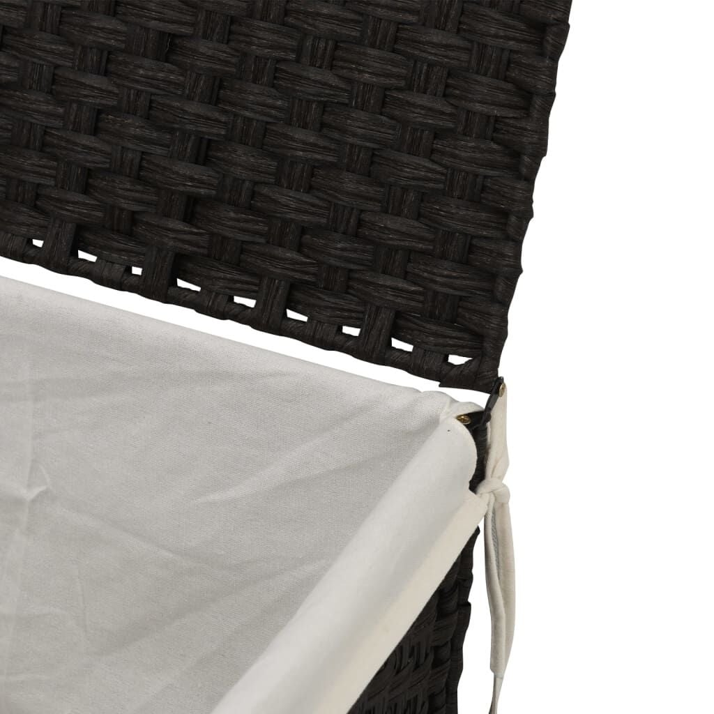 Wasmand met Deksel, Poly Rattan Zwart - 59% Korting!