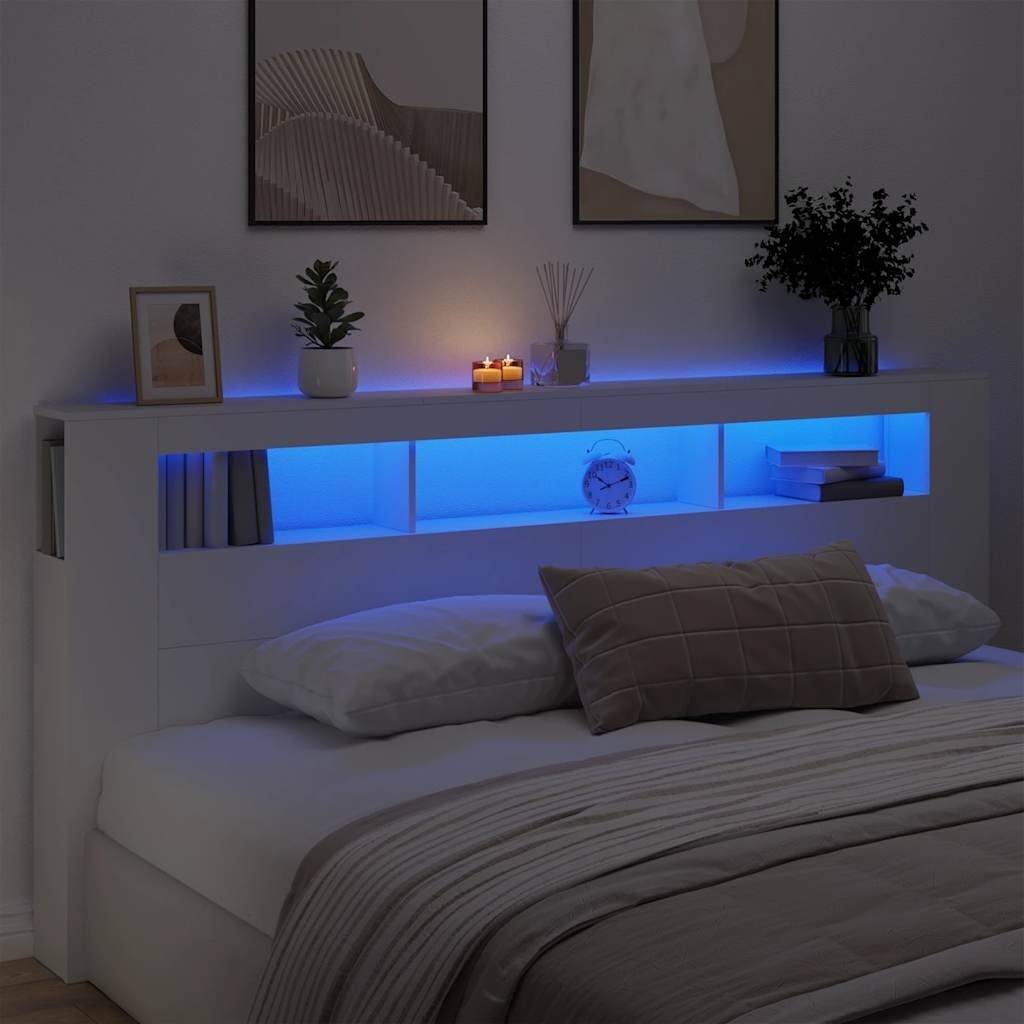 VidaXL Hoofdeinde Wit 220cm met LED (72% Korting)