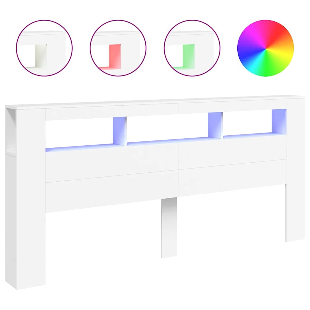 VidaXL Hoofdeinde Wit 220cm met LED (72% Korting)