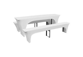 Stretch Bier Tafel & Bank Hoezen Wit (3 Stuks) - 70% Korting