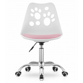 Ergonomische kinder bureaustoel, hoogte verstelbaar, wit/roze - 83% korting!