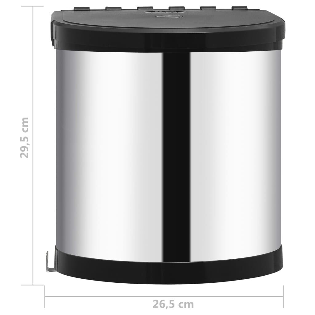 vidaXL Keukenvuilnisbak Inbouw 12L RVS - 59% Korting