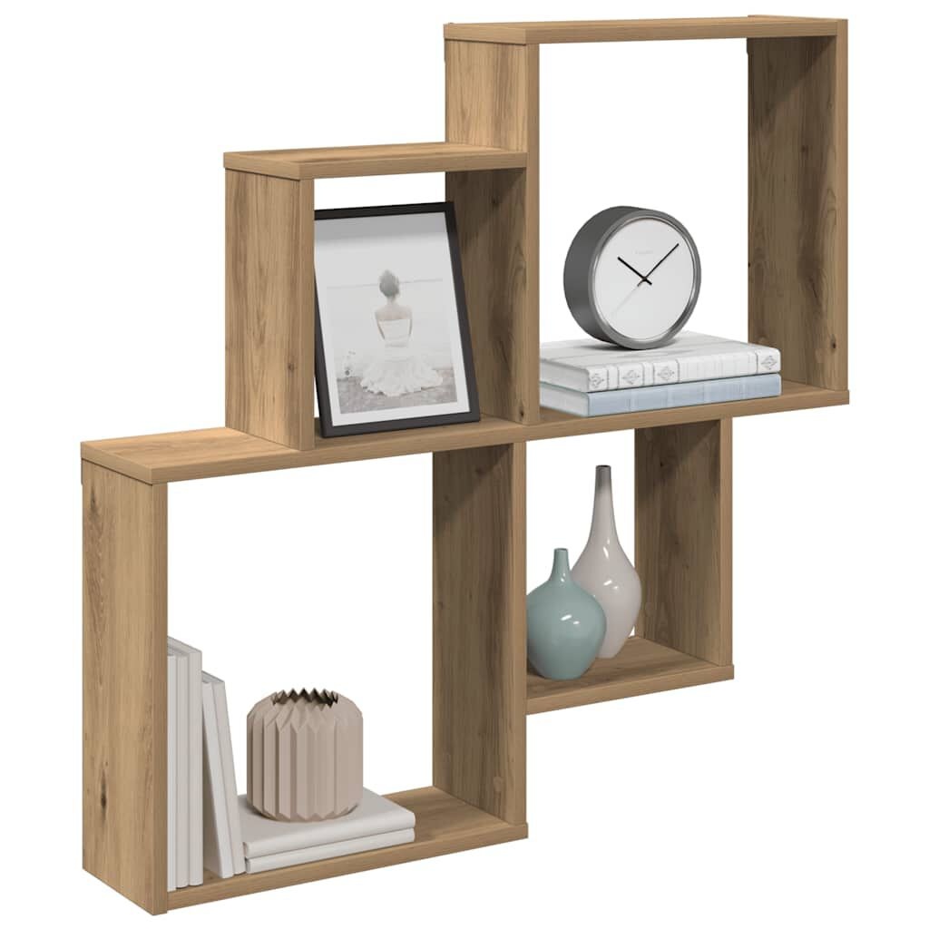 vidaXL Wandschap bewerkt hout, 80x15x78,5 cm, Artisanaal Eiken - 57% Korting!