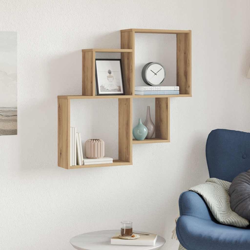 vidaXL Wandschap bewerkt hout, 80x15x78,5 cm, Artisanaal Eiken - 57% Korting!