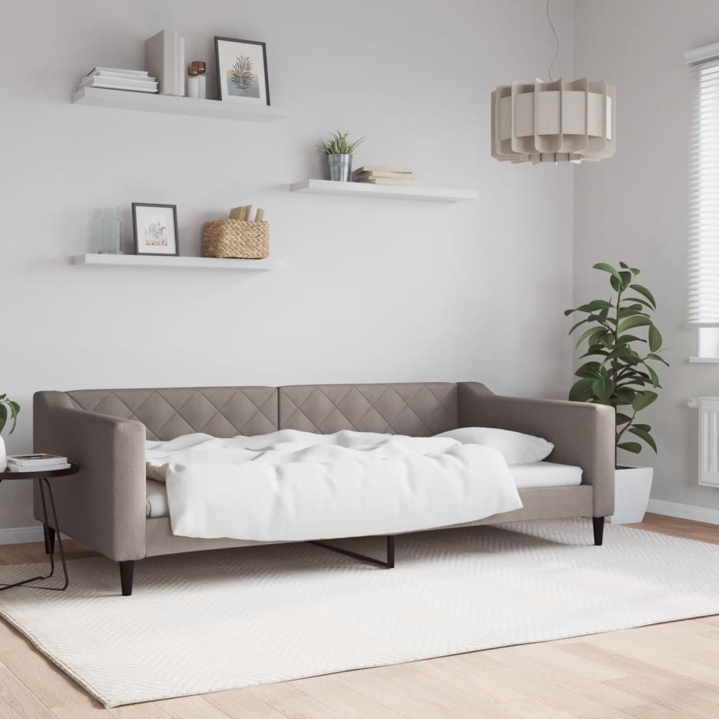 vidaXL Slaapbank Taupe Stof 100x200 cm - 61% Korting