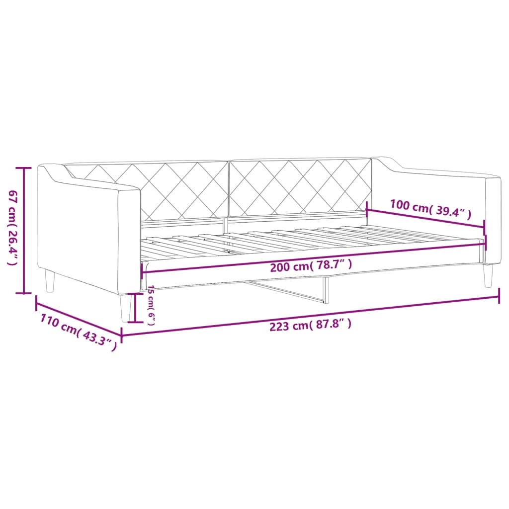 vidaXL Slaapbank Taupe Stof 100x200 cm - 61% Korting