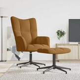 Bruine Velvet Relaxstoel met Voetenbank | 61% Korting