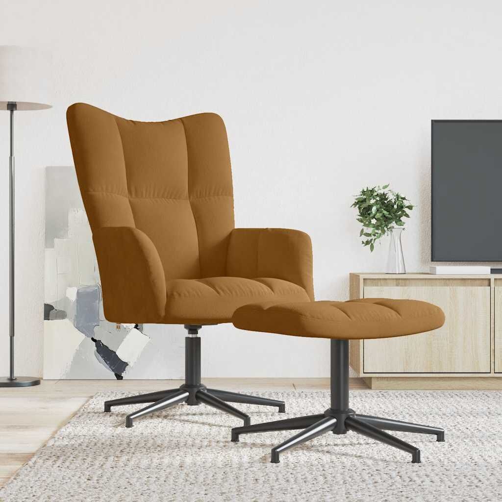 Bruine Velvet Relaxstoel met Voetenbank | 61% Korting