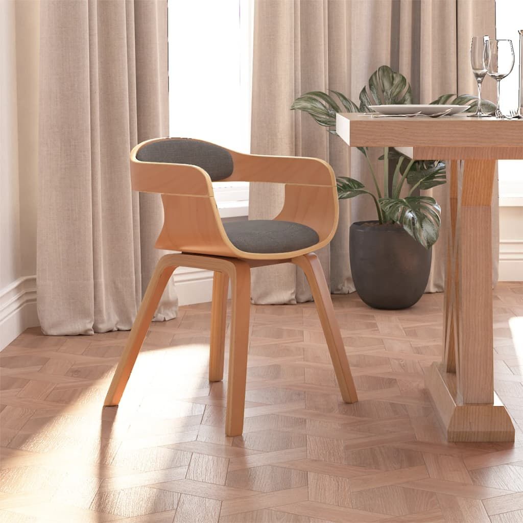 vidaXL Eetkamerstoel Gebogen Hout/Stof Lichtgrijs - 61% Korting!
