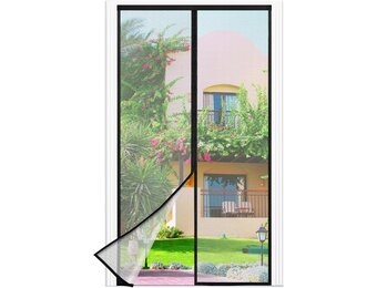 Hordeur Magnetisch met sterke magneten, 3,8 cm klittenband en zonder boren, 75x220 cm Zwart voor balkondeur