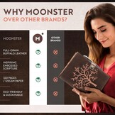 Navulbaar notitieboek van echt leer met Levensboom reliëf en pennenhouder - Inclusief A5 gelinieerd papier en zilveren pen