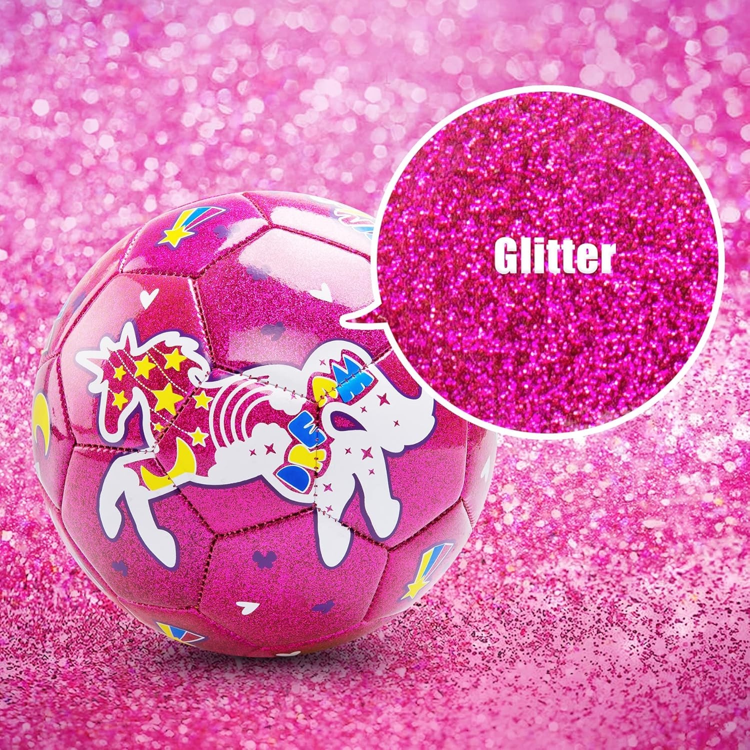 Roze Unicorn Voetbal Maat 3 (3-8 jr) met Pomp & Net - 65% Korting!